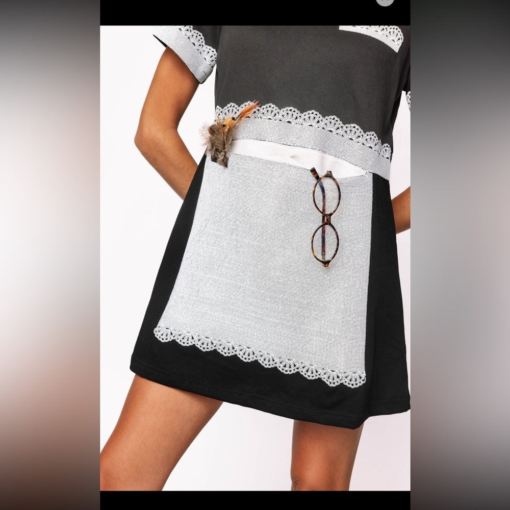 Queen of Sparkles Black & White French Flirty Maid Dress Costume  NWT Size L - Picture 2 of 4